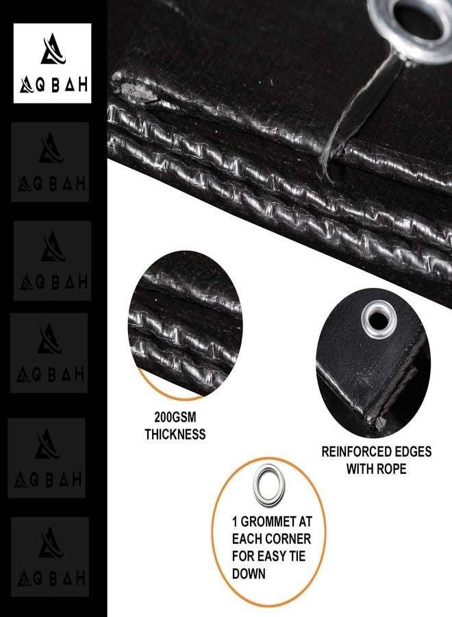 Aqbah Plastic Vigrin HDPE Tarpaulin Sheet Waterproof 200 GSM Black/Silver (09FT X 06FT). - Image 3