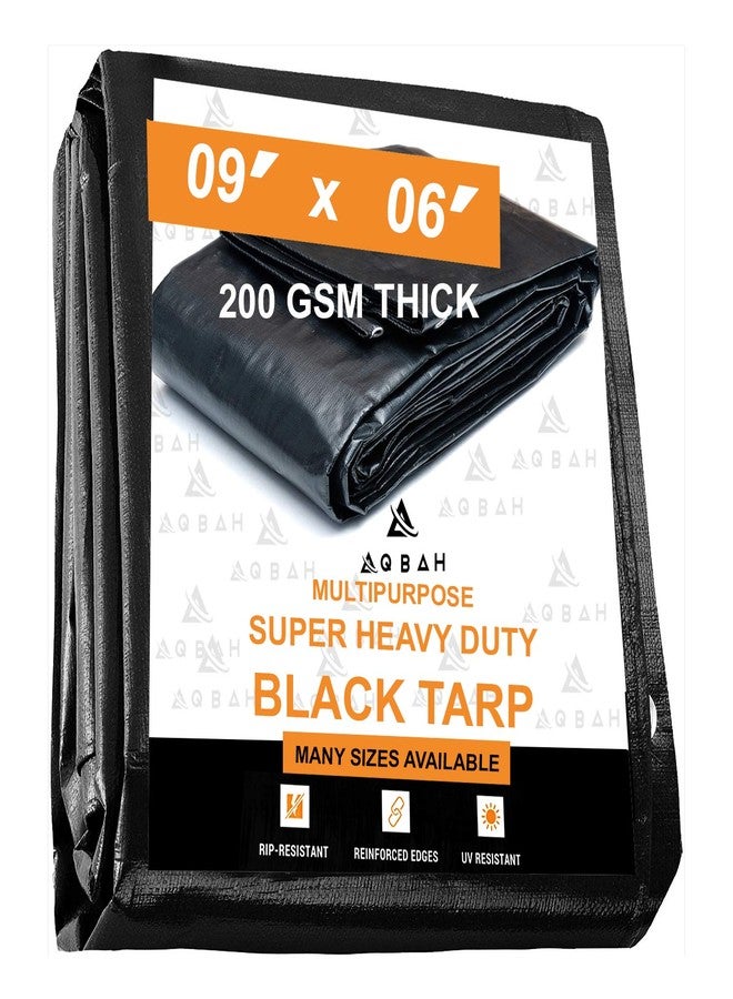 Aqbah Plastic Vigrin HDPE Tarpaulin Sheet Waterproof 200 GSM Black/Silver (09FT X 06FT). - Image 1