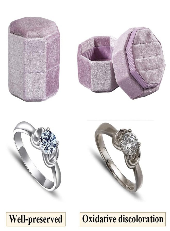 SOFPLATE 2 x 2 x 1.9 Inch Velvet Ring Box 3 Slots Ring Holder Gift Box Small Lilac Octagon Jewelry Display Couple Gift Keepsake Organizer Storage Case for Proposal Engagement Wedding Ceremony Holiday - Image 5