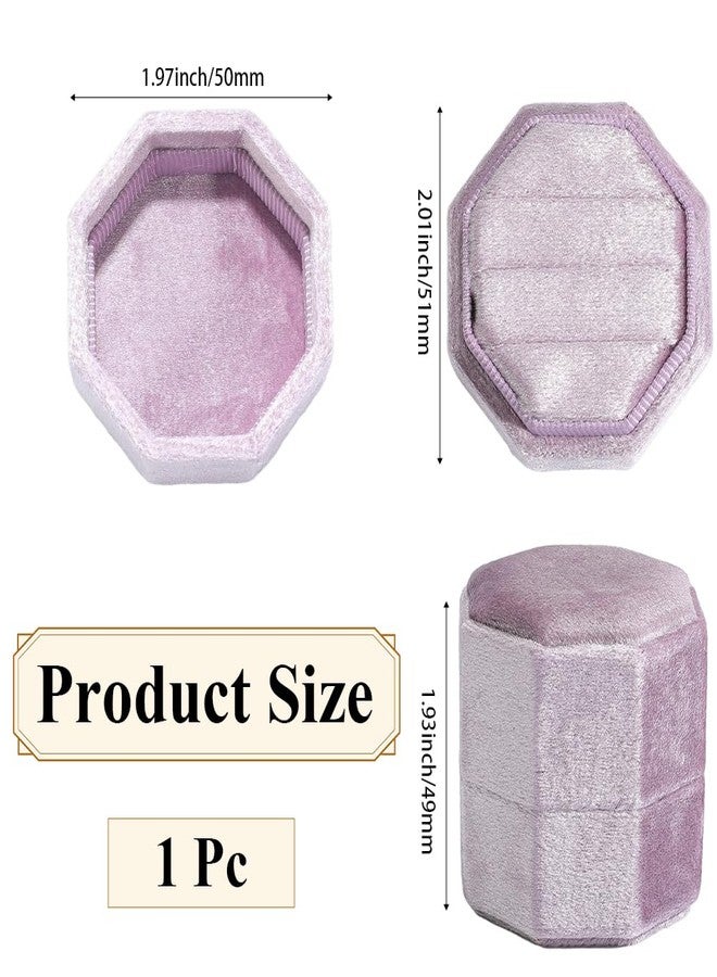 SOFPLATE 2 x 2 x 1.9 Inch Velvet Ring Box 3 Slots Ring Holder Gift Box Small Lilac Octagon Jewelry Display Couple Gift Keepsake Organizer Storage Case for Proposal Engagement Wedding Ceremony Holiday - Image 2