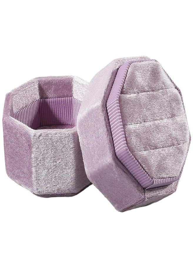 SOFPLATE 2 x 2 x 1.9 Inch Velvet Ring Box 3 Slots Ring Holder Gift Box Small Lilac Octagon Jewelry Display Couple Gift Keepsake Organizer Storage Case for Proposal Engagement Wedding Ceremony Holiday - Image 1
