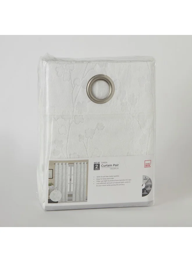 Home Box Sara 2-Piece Textured Sheer Curtain Set 140 x 240 cm