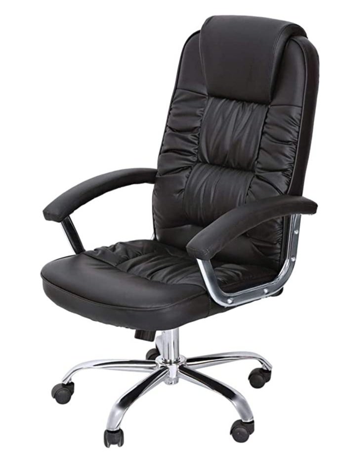 Uzman Home Ergonomic Office Chair, Computer Desk Chair, PU Leather, Steel Structure, Smooth lumbar support with adjustable Height, Black  - Image 3