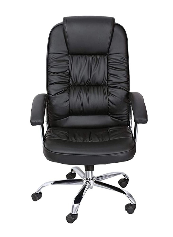 Uzman Home Ergonomic Office Chair, Computer Desk Chair, PU Leather, Steel Structure, Smooth lumbar support with adjustable Height, Black  - Image 2