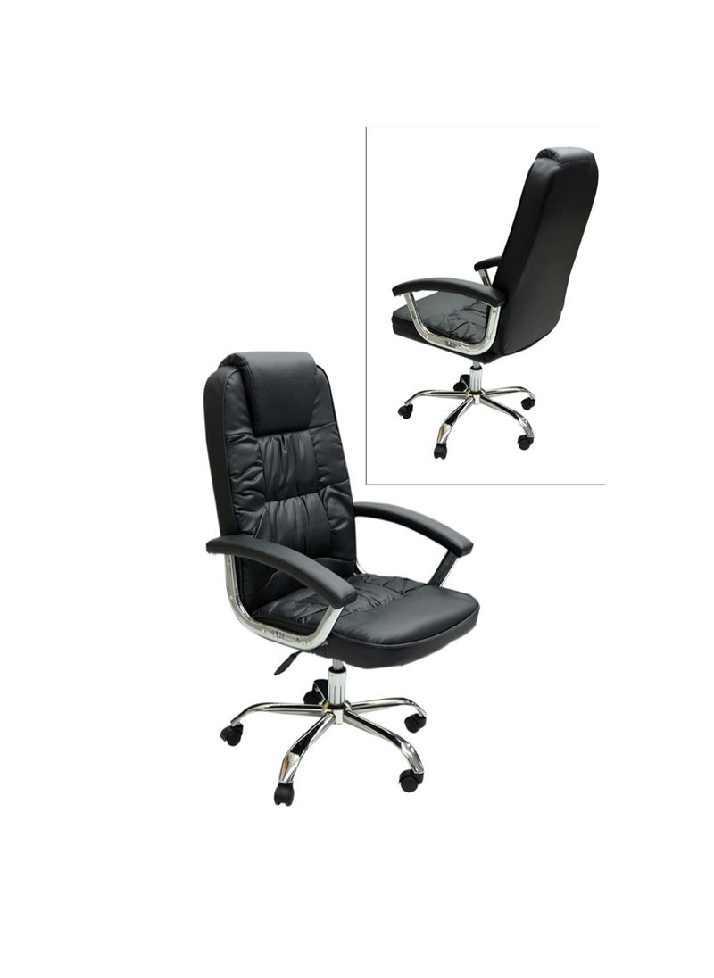 Uzman Home Ergonomic Office Chair, Computer Desk Chair, PU Leather, Steel Structure, Smooth lumbar support with adjustable Height, Black  - Image 4