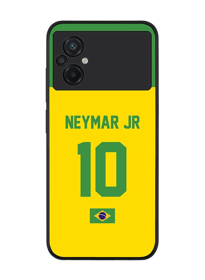 Stylizedd Rugged Black edge case for Xiaomi Poco M5 Slim fit Soft Case Flexible Rubber Edges Anti Drop TPU Gel Thin Cover - Football Team - Brazil Player Name - Neymar Jr - Image 1