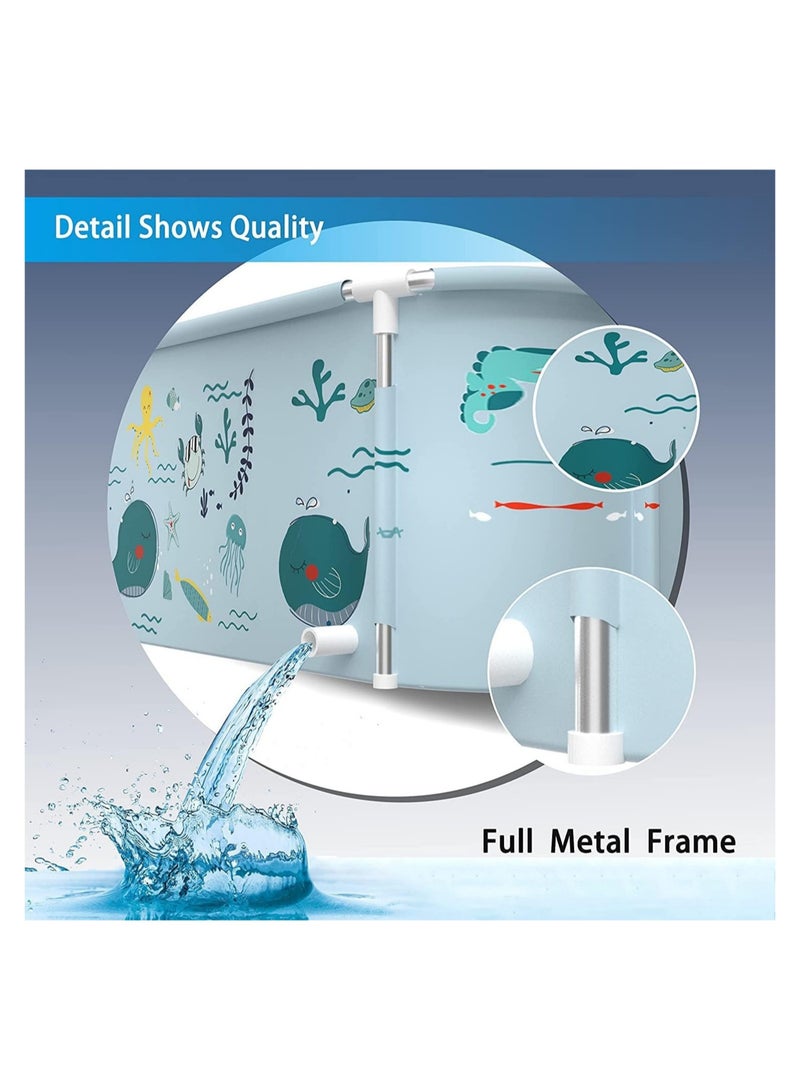 RATSAW Extra Large Portable Foldable Bathtub with Metal Frame for Adult Family SPA Soaking Tub with Cover Lid for Small Bathroom Thicken Multiple Layer Bathtub with Lid Ocean Style - Image 4