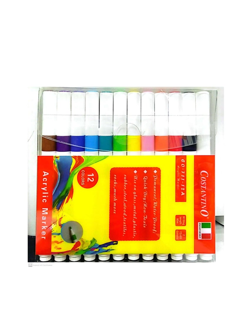 COSTANTINO Acrylic Marker Set Multicolor Pack Of 12 - Image 2