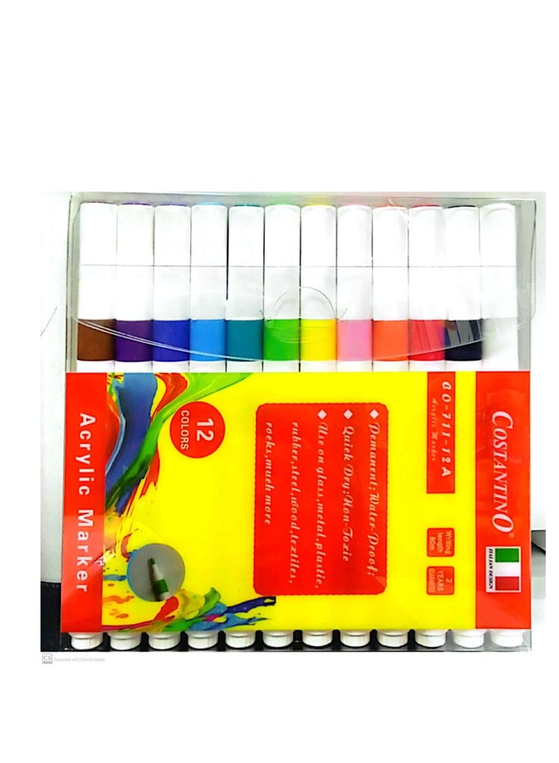 COSTANTINO Acrylic Marker Set Multicolor Pack Of 12 - Image 3