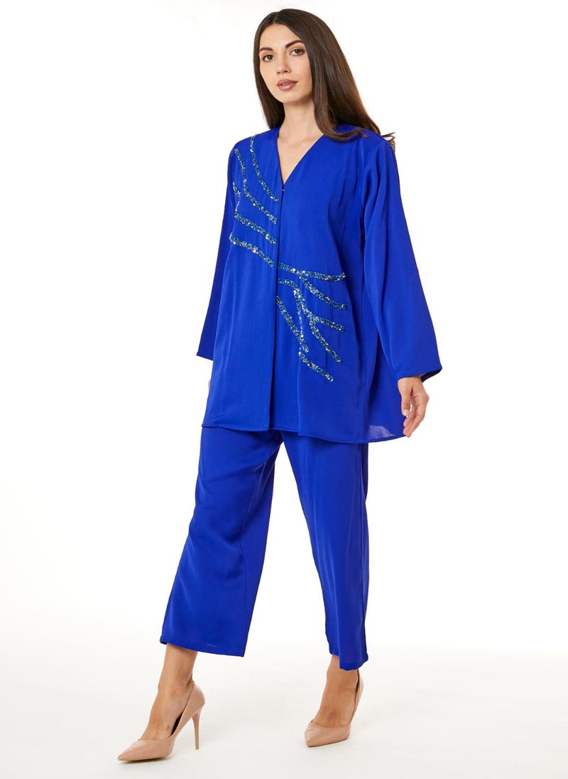 Moistreet Royal Blue Zoom Top and Pants Set - Image 2