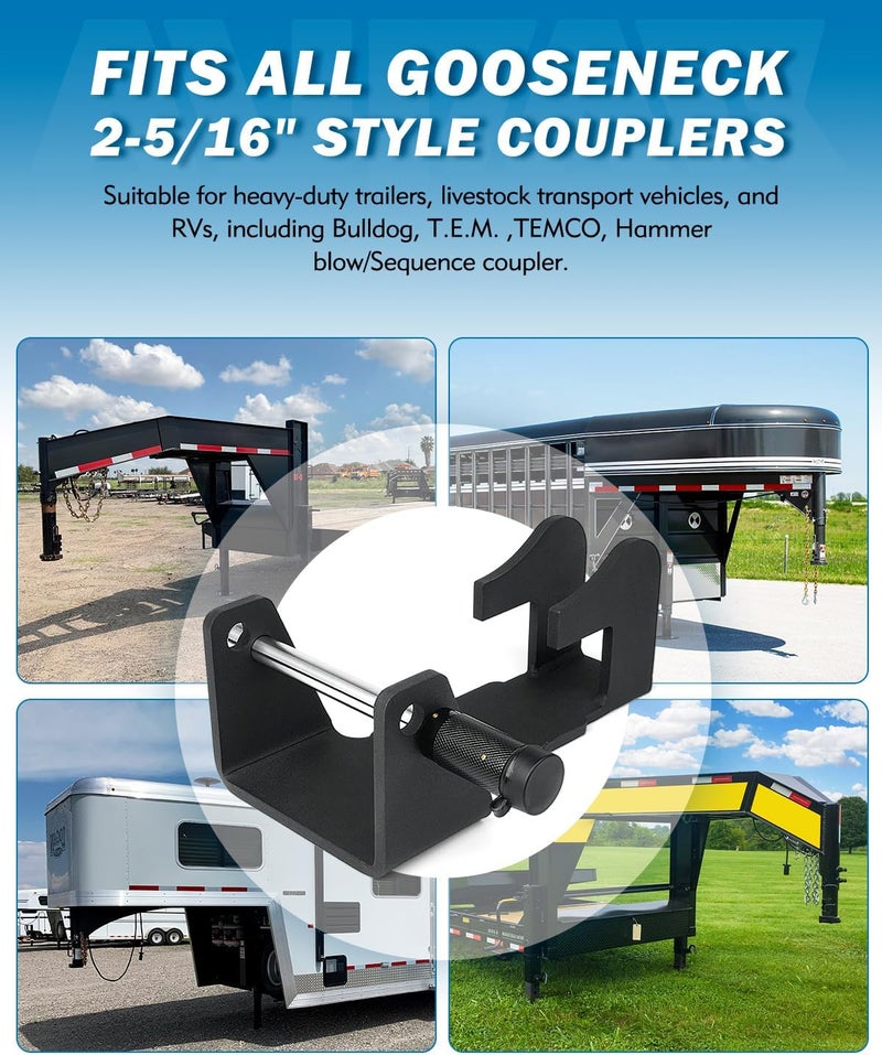 Aupar Heavy-Duty Gooseneck Trailer Lock - Black - Image 4