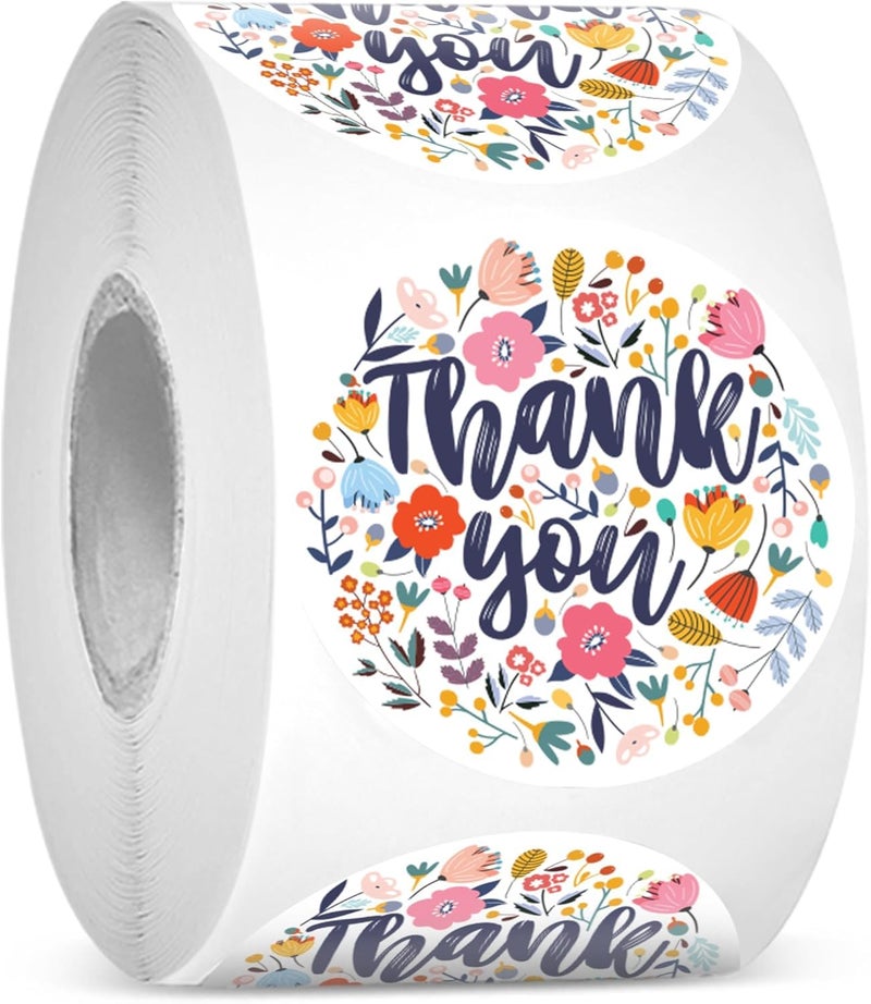 Thank You Stickers, Floral Design, Round Labels (1000)
