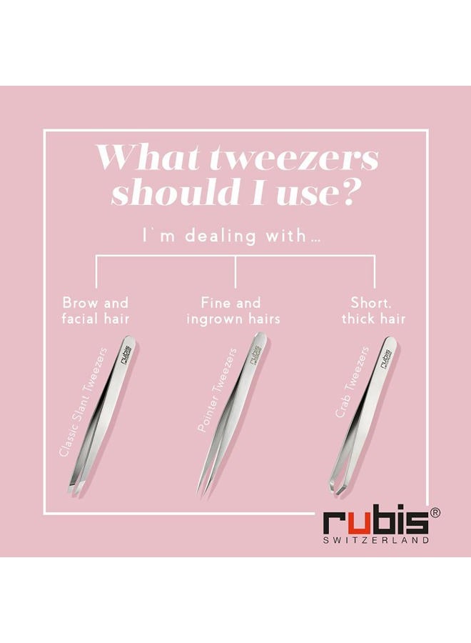 Rubis Classic Stainless Steel Slanted Tweezers for Precise Eyebrows and Hair Removal, 1K104, Made in Switzerland, Black - Image 4