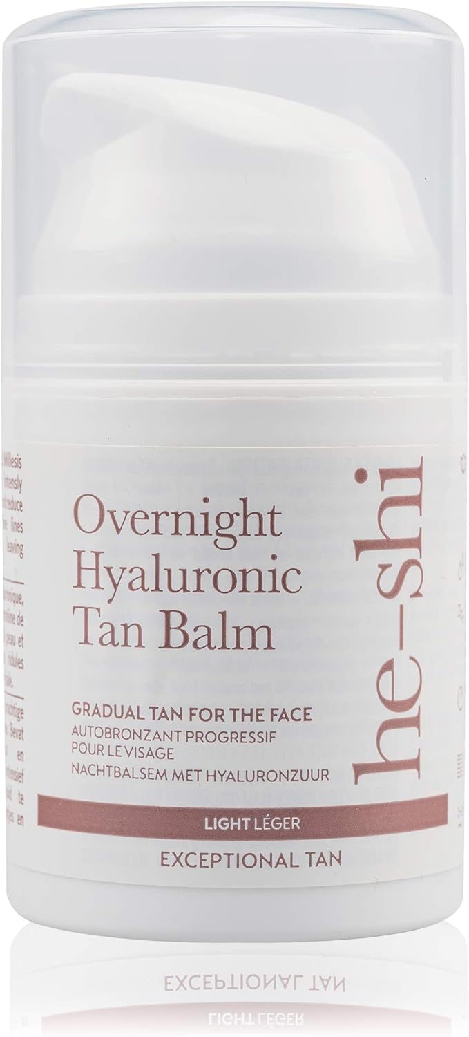 He-Shi HeShi Gradual Face Tan Overnight Hyaluronic Tan Balm AntiAgeing Gradual Tanning Moisturiser Hydrating Firming Evening Skincare with Lavender for Natural Radient Skin Vegan Cruelty Free - Image 1