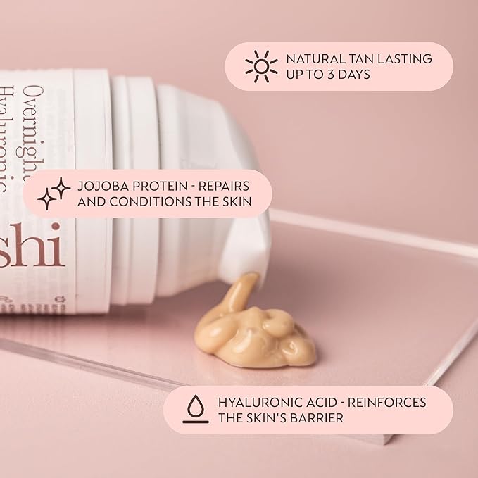 He-Shi HeShi Gradual Face Tan Overnight Hyaluronic Tan Balm AntiAgeing Gradual Tanning Moisturiser Hydrating Firming Evening Skincare with Lavender for Natural Radient Skin Vegan Cruelty Free - Image 2