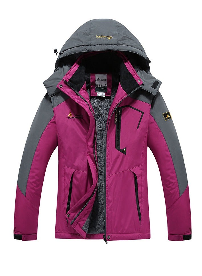 Loquat Women's Thicken Ski Jacket Warm Winter Waterproof Windbreaker Hooded Snowboarding Coat Rose Purple/Grey 