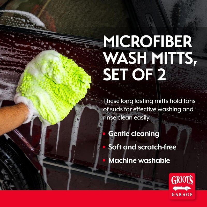 GRIOTS GARAGE Microfiber Wash Mitts for Car Wash and Detailing, Cleaning Gloves for SUVs, Trucks, Motorcycles, and More, Machine-Washable, Set of 2, 10268 - Image 2