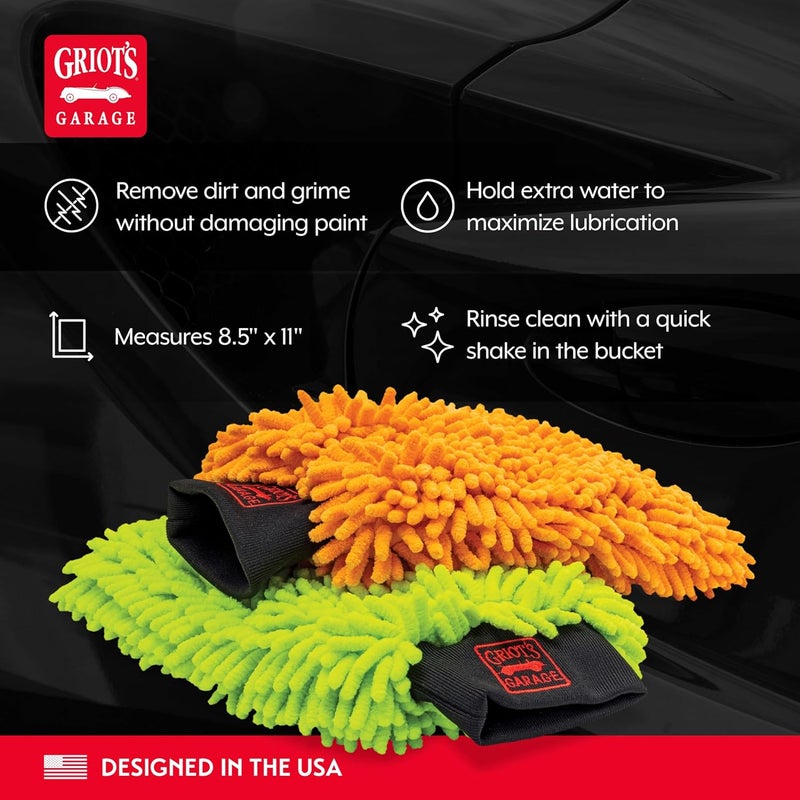 GRIOTS GARAGE Microfiber Wash Mitts for Car Wash and Detailing, Cleaning Gloves for SUVs, Trucks, Motorcycles, and More, Machine-Washable, Set of 2, 10268 - Image 3
