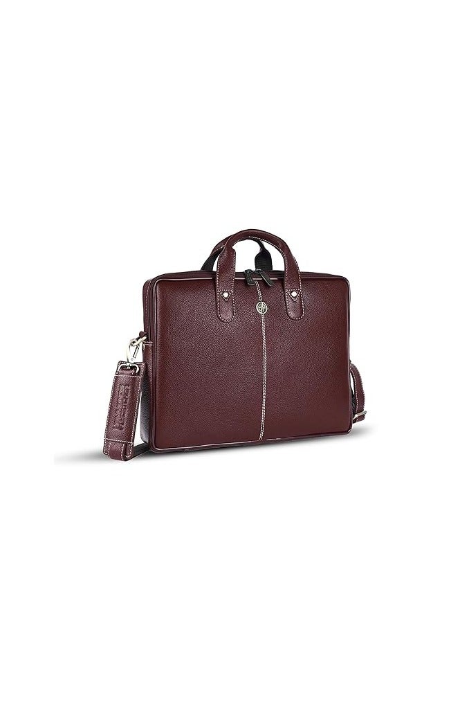 HAMMONDS FLYCATCHER HAMMONDS FLYCATCHER Genuine Leather Office Bag for Men - Laptop Bag for Men - Padded Laptop Compartment, Fits 14 Inch Laptop - Adjustable Strap, 1 Year Warranty - Office, Travel, Daily Use - Brown - Image 1
