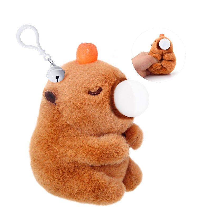 SASBSC Cute Capybara Plush Toy with Bubble Capibara Stuffed Animal for Back to School Gifts Keychain Backpack Charm Desk Decor Birthday Party Favor Stress Relief Toys for Kids Aduts Style A - Image 3
