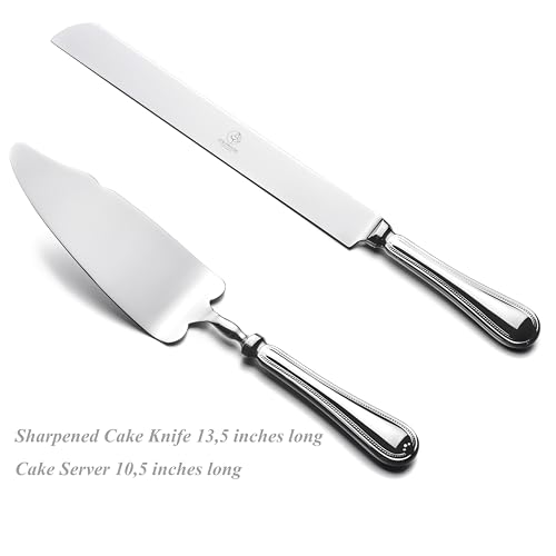 OTW PAVILION 2 Piece Wedding Cake Server Set,18/10 Stainless Steel Dessert Set Pie Server Cake Cutter Knife for Birthday,Anniversary,Holiday,Baby Shower,Party - Image 2