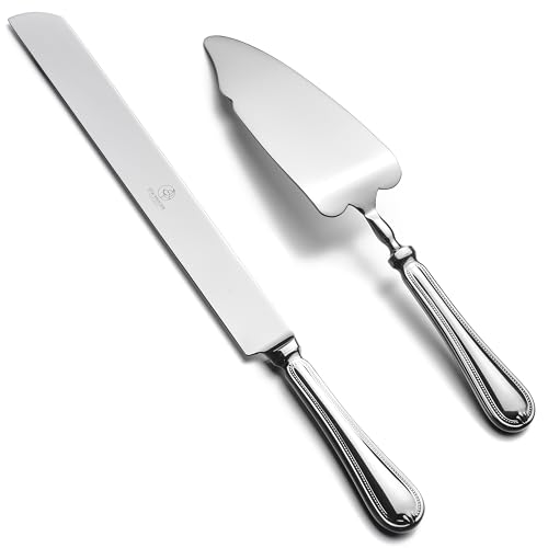 OTW PAVILION 2 Piece Wedding Cake Server Set,18/10 Stainless Steel Dessert Set Pie Server Cake Cutter Knife for Birthday,Anniversary,Holiday,Baby Shower,Party - Image 1