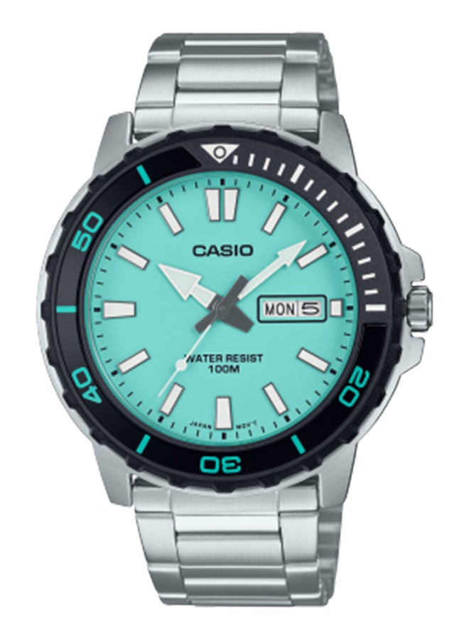 CASIO Men's Analog Round Shape Stainless Steel Wrist Watch MTD-125D-2A2VDF - 45.6 Mm