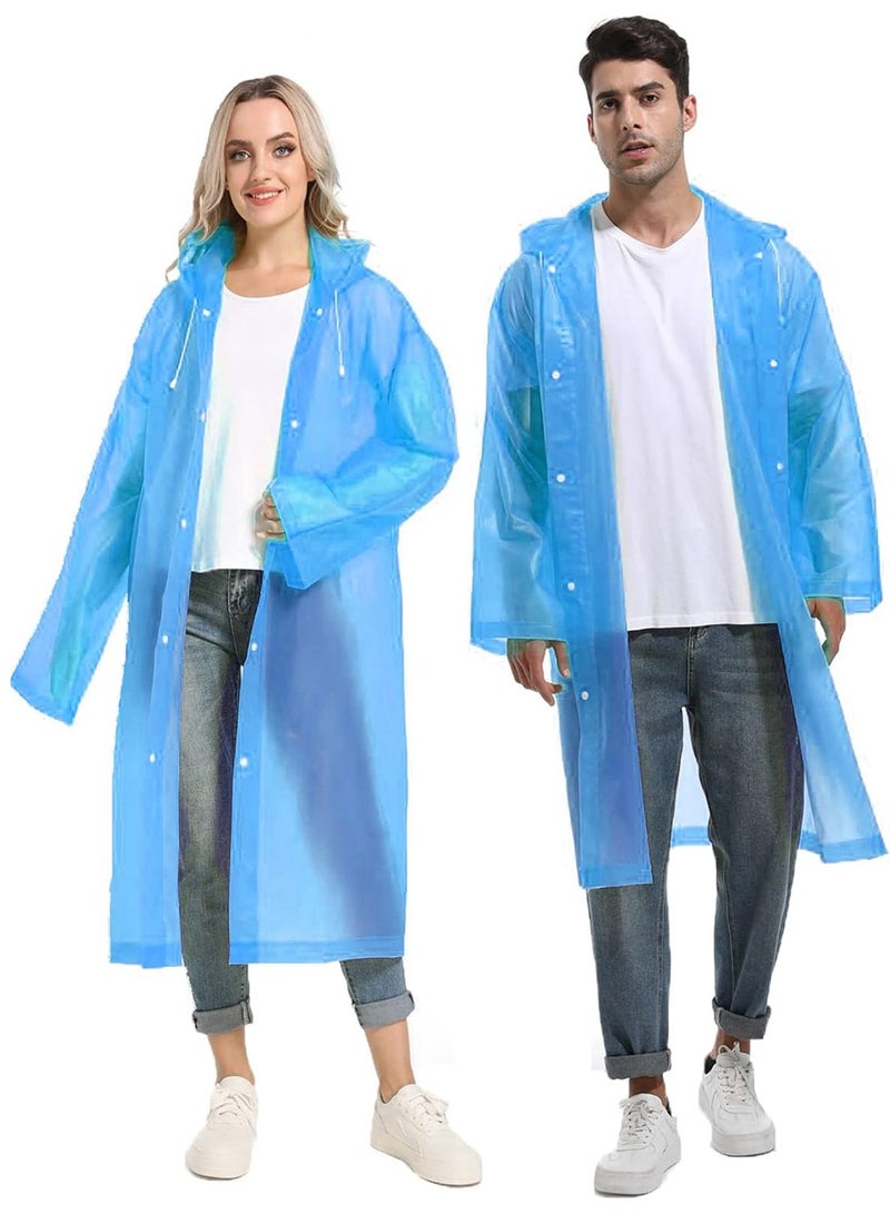 Generic Portable Transparent Rain Ponchos for Adults, EVA, Unisex, Reusable Raincoats Emergency Survival With Hoods And Sleeves, Universal size, Blue  - Image 1