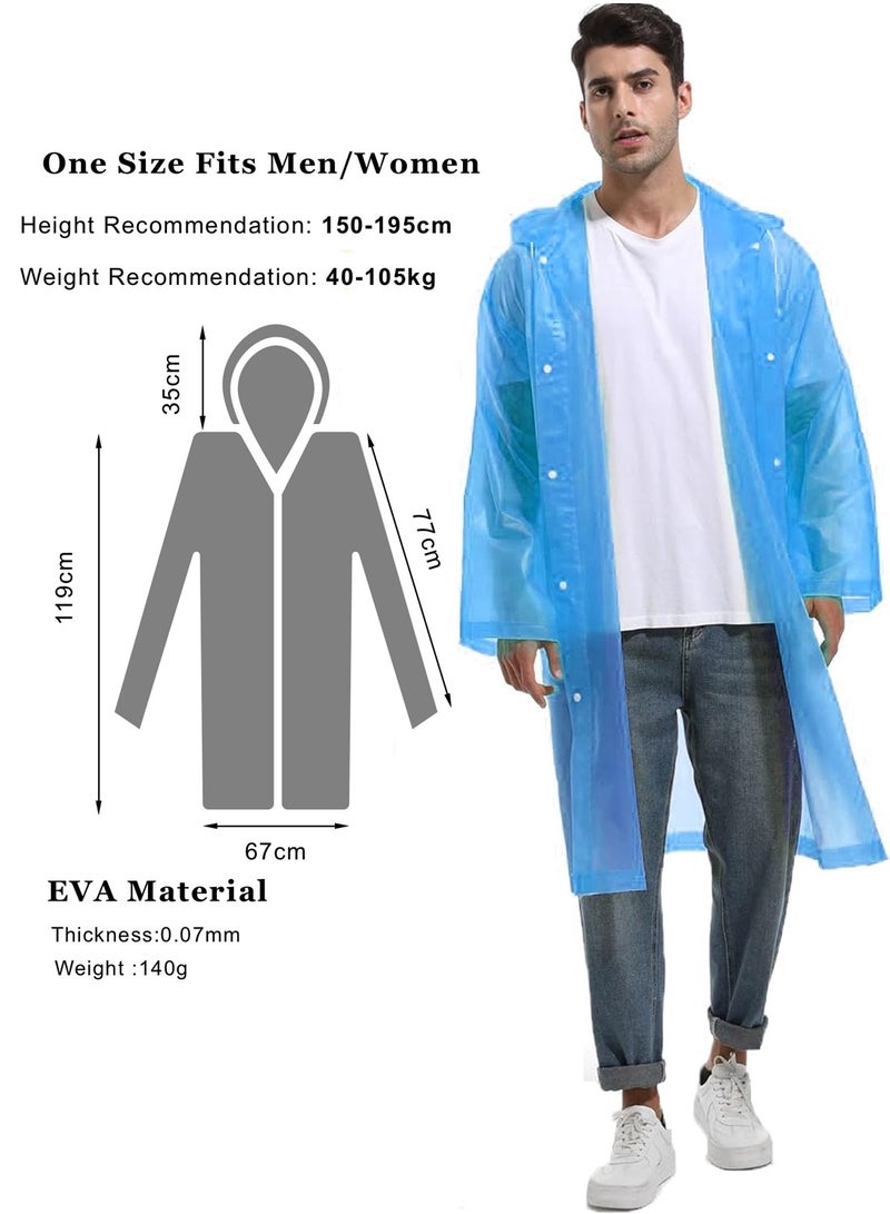 Generic Portable Transparent Rain Ponchos for Adults, EVA, Unisex, Reusable Raincoats Emergency Survival With Hoods And Sleeves, Universal size, Blue  - Image 2