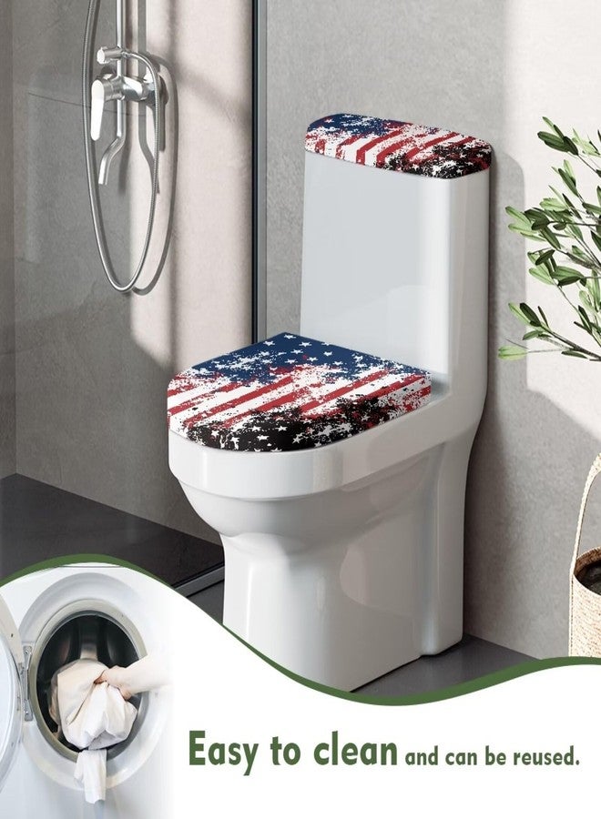 Psesaysky USA Flag Toilet Lid & Tank Covers Stretchable Toilet Lid Cover and Toilet Tank Lid Cover Stain Resistant Elongated Toilet Lid Cover for Bathroom Easy to Clean - Image 4