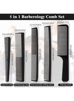 Patelai 5 Pieces Hair Cutting Comb Barber Comb Hair Styling Combs Fine Teeth Carbon Comb Set Anti Static Heat Resistant Hairdressing Tapered Comb For Men Women (Classic Combs)  - Image 3