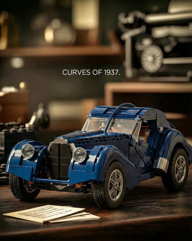 Nifeliz Atlantic Sports Car Building Set for Adults, 1:14 Scale Vintage Grand Tourer Model Set, Collectible Classic Vehicle Building Model Gift for Car Lovers (1,127 PCS, NF10320) - Image 2