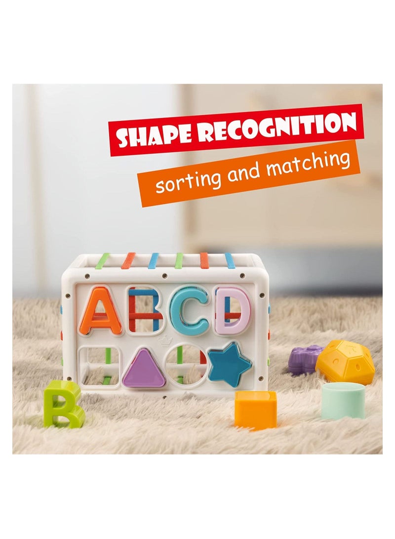 NIBEMINENT Baby Shape Sorting Toy, Activity Cube Sensory Bin with Elastic Bands Colorful Multifunctional Toy,Exercise Hand Eye Coordination, Fine Motor Skill Early Learning Educational Gift  - Image 4