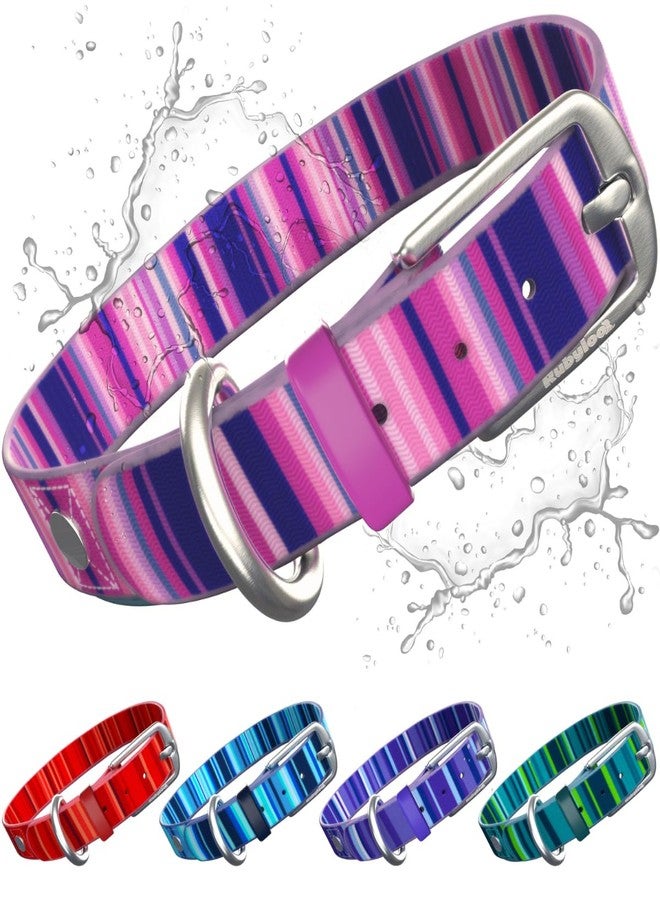 rubyloo Waterproof Dog Collar – Washable, Stink-Proof & Dirt-Proof – Soft, Odorless, Easy to Clean – Fade-Resistant, Durable for Medium Dogs – Rust-Proof Metal Buckle (Pink-S 3/4") - Image 1