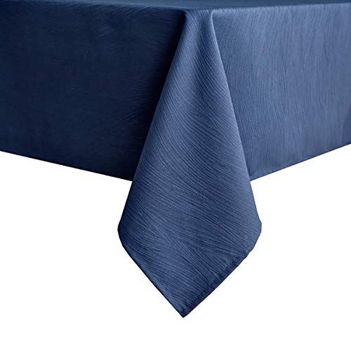 maxmill Jacquard Table Cloth Swirl Pattern Spillproof Wrinkle Resistant Heavy Weight Soft Tablecloth for Kitchen Dinning Tabletop Decoration Outdoor Picnic Rectangle 52 x 70 Inch Navy Blue - Image 3