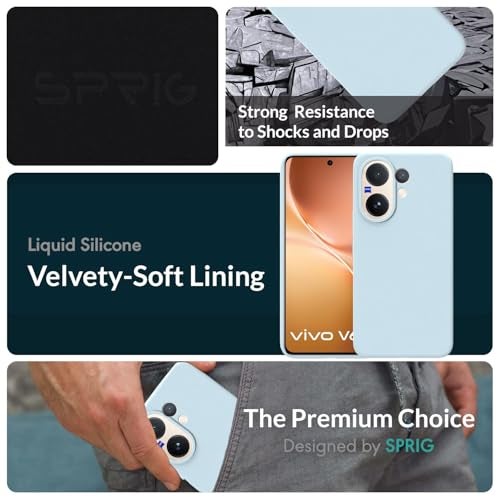 SPRIG Compatible with Vivo V60 Premium SilkTone Back Cover Drop Tested Shock Proof Mobile Case for Men, Women, Boys and Girls with Camera Protection (Light Blue) - Image 2