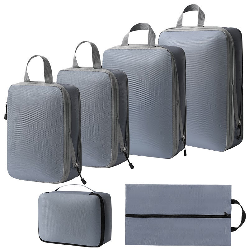 Travel Organizer Packing Cubes LuggageThree-piece set + s + shoe bag + bra bag (gray six-piece set) Three-piece set + s + shoe bag + bra bag (gray six-piece set)