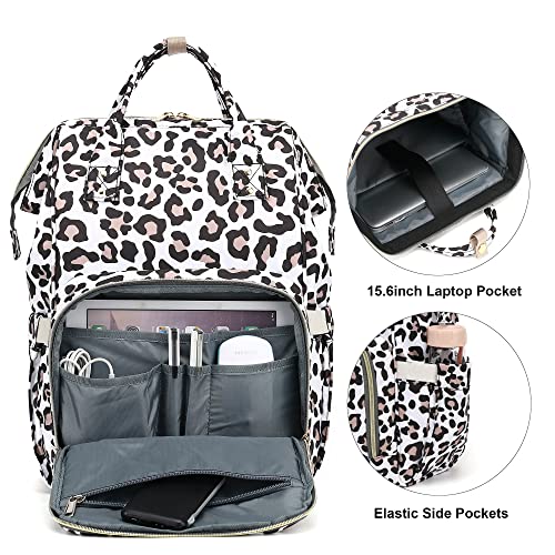 Yusudan Leopard Laptop Backpack for Women Men, 15.6 inch College School Backpack Bookbag for Work/School/Travel/Business - Image 2
