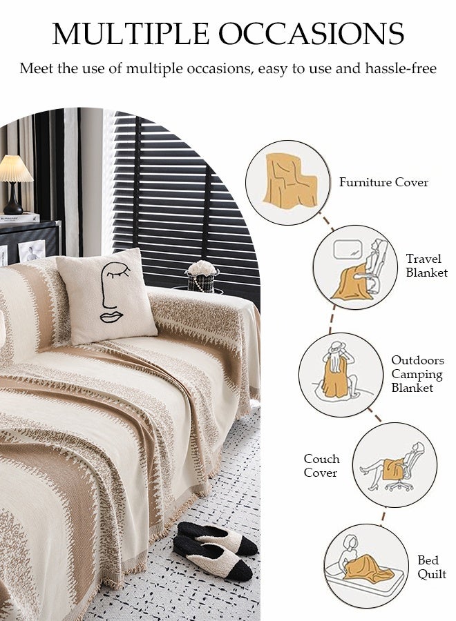 DUNISO Sofa Towel，Double Seater Sofa Cover，Double Side Couch Covers，Simple Style Wrap-Up Sofa Cover， All-Season Sofa Blanket，Soft Warm Scratch Resistant and Wear-resistant Chenille Material，Washable and Detachable，180 * 230cm，Brown  - Image 5