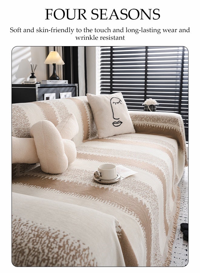 DUNISO Sofa Towel，Double Seater Sofa Cover，Double Side Couch Covers，Simple Style Wrap-Up Sofa Cover， All-Season Sofa Blanket，Soft Warm Scratch Resistant and Wear-resistant Chenille Material，Washable and Detachable，180 * 230cm，Brown  - Image 3