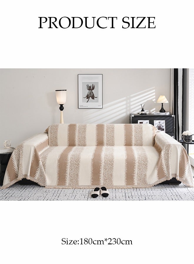 DUNISO Sofa Towel，Double Seater Sofa Cover，Double Side Couch Covers，Simple Style Wrap-Up Sofa Cover， All-Season Sofa Blanket，Soft Warm Scratch Resistant and Wear-resistant Chenille Material，Washable and Detachable，180 * 230cm，Brown  - Image 2