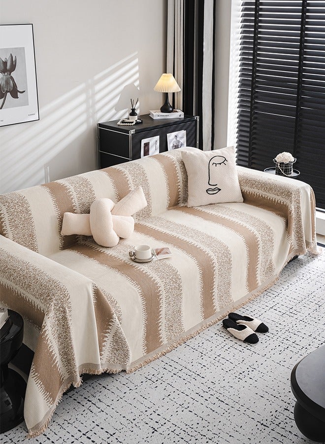 DUNISO Sofa Towel，Double Seater Sofa Cover，Double Side Couch Covers，Simple Style Wrap-Up Sofa Cover， All-Season Sofa Blanket，Soft Warm Scratch Resistant and Wear-resistant Chenille Material，Washable and Detachable，180 * 230cm，Brown  - Image 1
