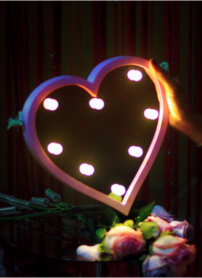Salla - Heart-Shaped Mirror with Pink Frame and Light LEDs 32x30cm - Image 1