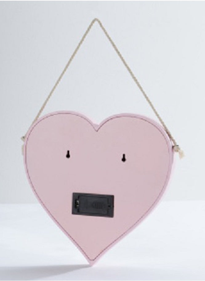 Salla - Heart-Shaped Mirror with Pink Frame and Light LEDs 32x30cm - Image 1