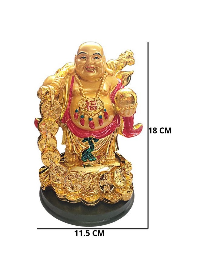 GJ Laughing Buddha for Home Decor, Golden, Big Size, 18 CM - Image 2