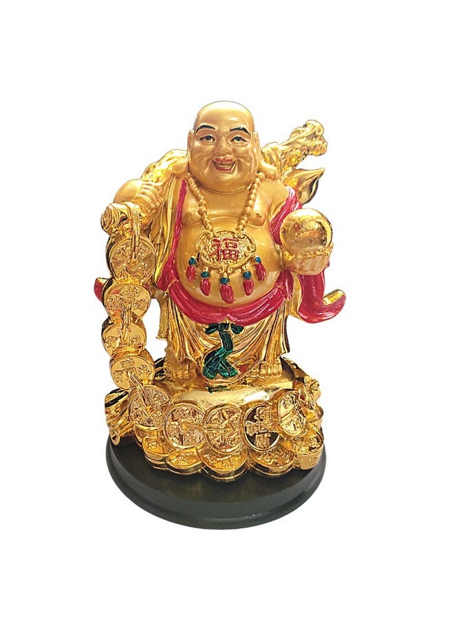 GJ Laughing Buddha for Home Decor, Golden, Big Size, 18 CM - Image 1