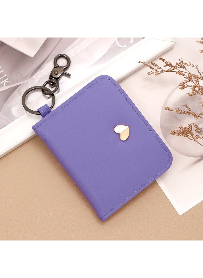 NIBEMINENT Cute Girl Card Bag Portable Candy Color Compact Certificate Bag Multi-card Card Bag Key Chain  - Image 1