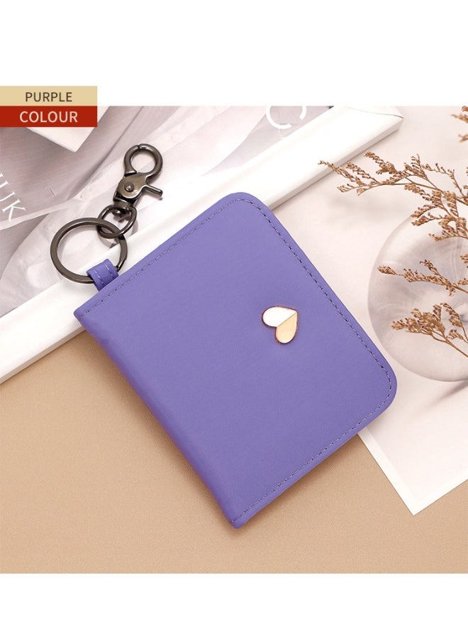 NIBEMINENT Cute Girl Card Bag Portable Candy Color Compact Certificate Bag Multi-card Card Bag Key Chain  - Image 3