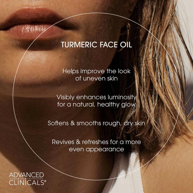 Advanced Clinicals Turmeric Oil Serum For Face | Facial Skin Care Serum With Jojoba + Coconut Oil To Improve Appearance Of Dark Spots & Uneven Skin Tone | Antioxidant Dry Skin Moisturizer, 1.8 Fl Oz - Image 3