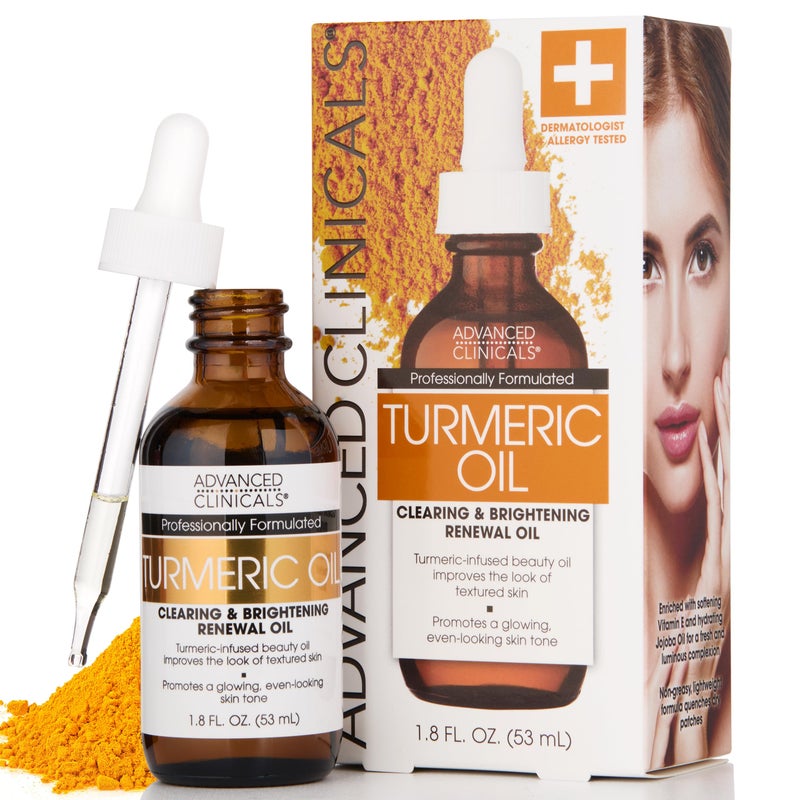 Advanced Clinicals Turmeric Oil Serum For Face | Facial Skin Care Serum With Jojoba + Coconut Oil To Improve Appearance Of Dark Spots & Uneven Skin Tone | Antioxidant Dry Skin Moisturizer, 1.8 Fl Oz - Image 1
